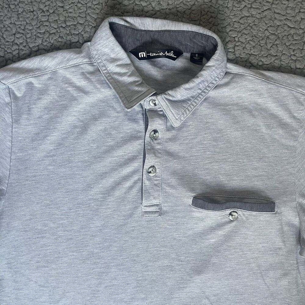 Travis Mathew Shirt Men's Small Gray Short Sleeve Polo Collared Logo Golf - Picture 4 of 14